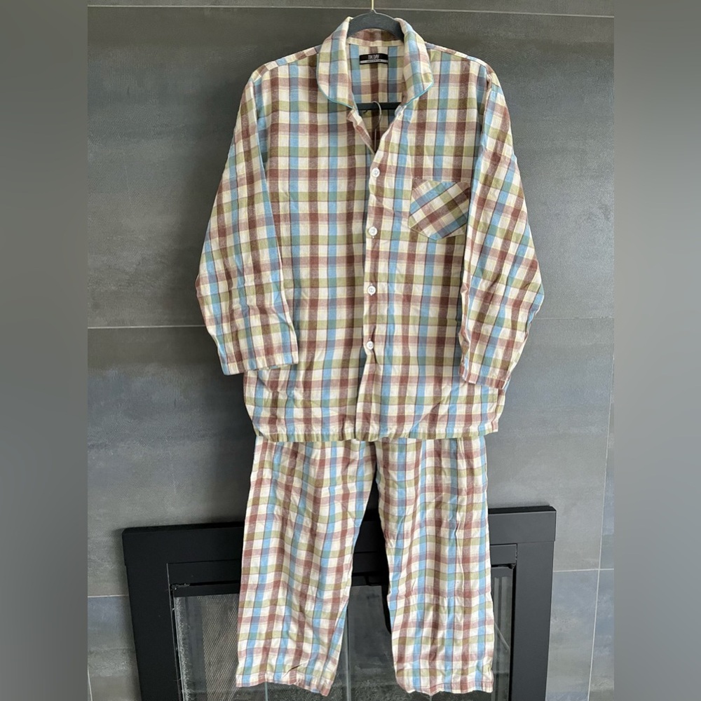 THE DAY 100% Cotton Plaid Button Up Winter Pajama Set